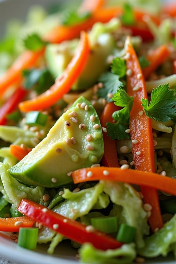 asian avocado cabbage slaw