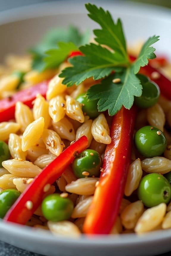 asian sesame orzo salad