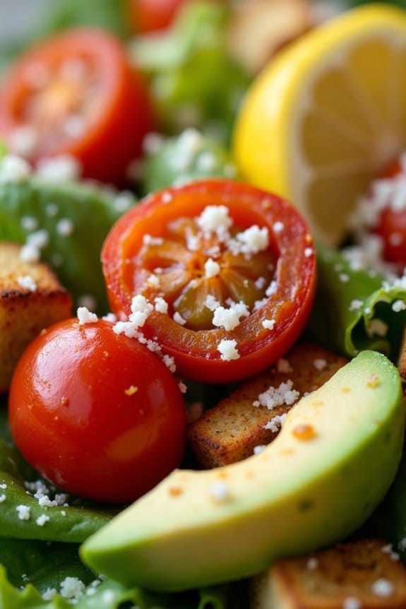 caesar salad with roasted tomatoes