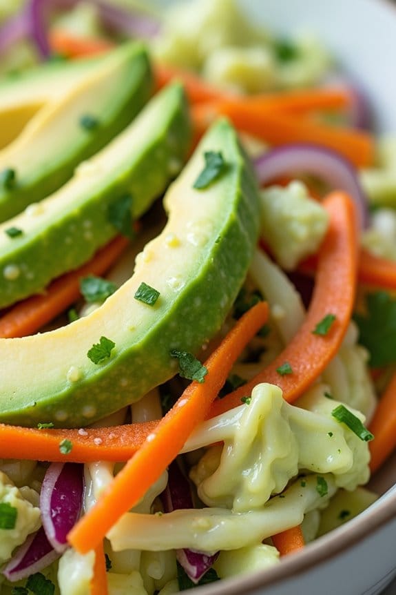 creamy avocado cabbage slaw
