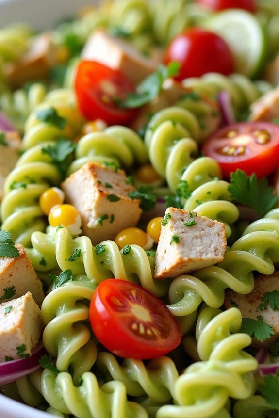 creamy avocado chicken pasta