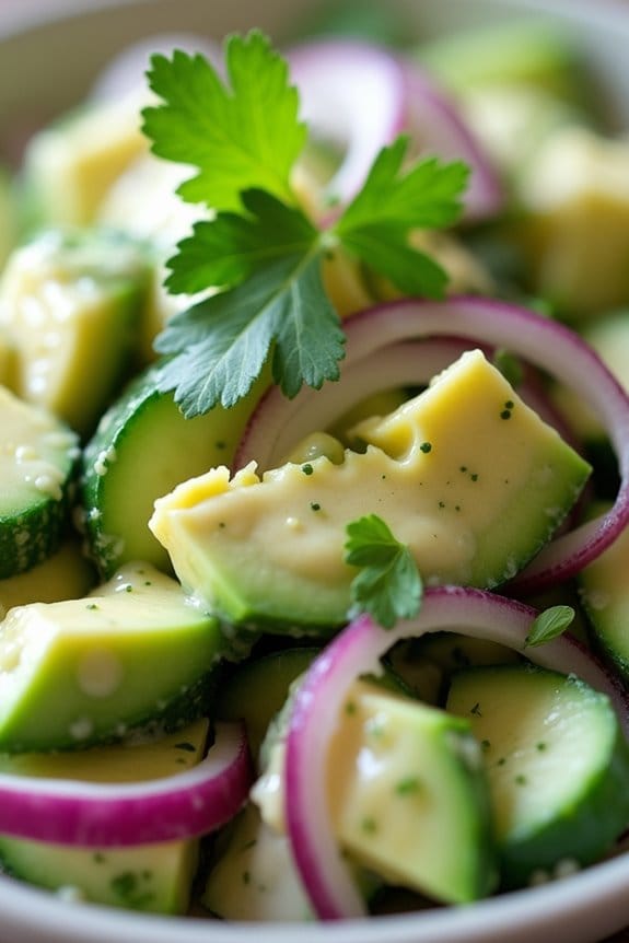creamy avocado cucumber salad