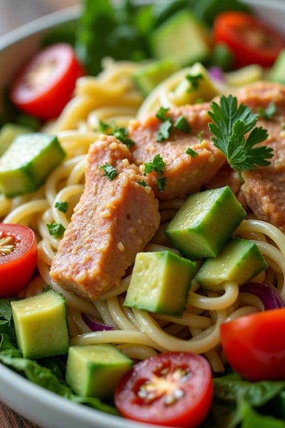 creamy avocado tuna pasta