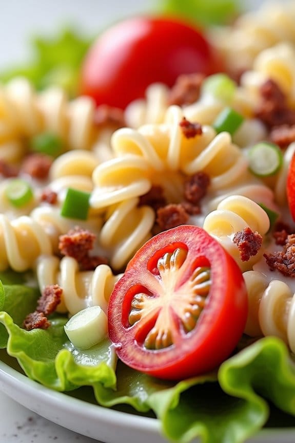 creamy bacon tomato pasta salad