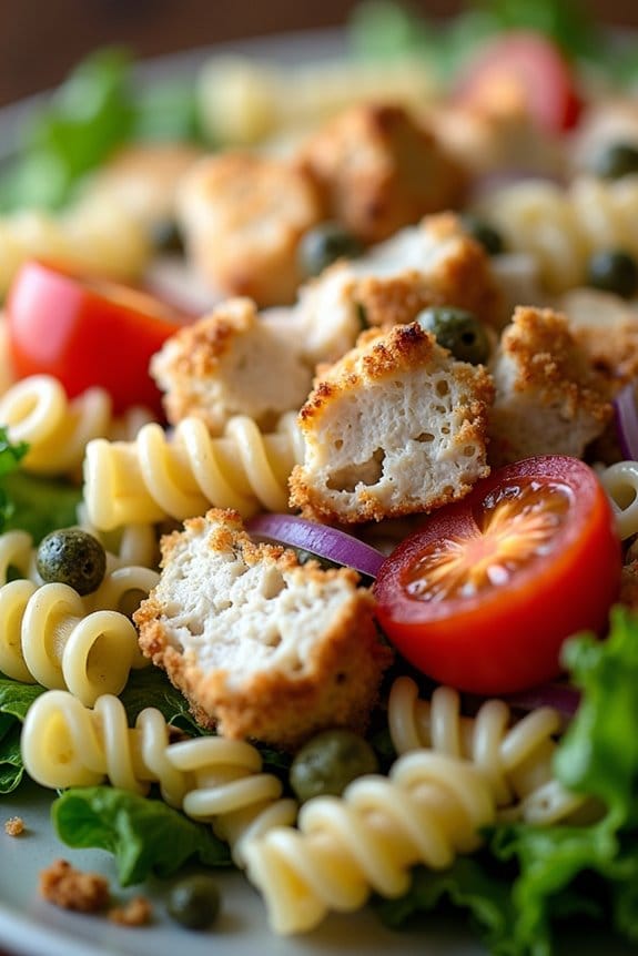 creamy caesar chicken pasta salad