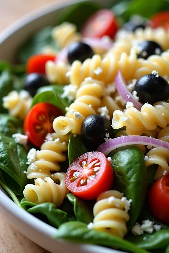 delightful spinach artichoke pasta salad