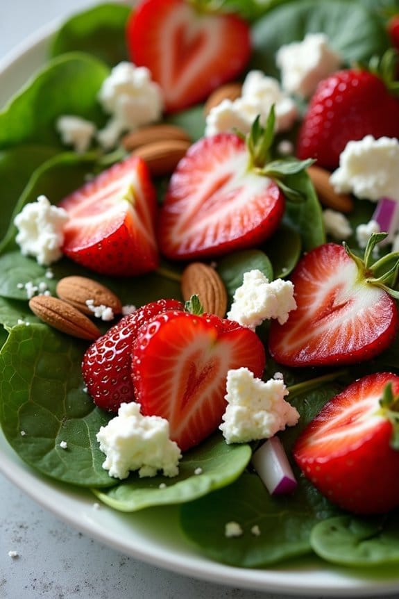 fresh spinach and strawberries