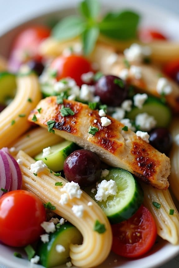 greek chicken pasta salad