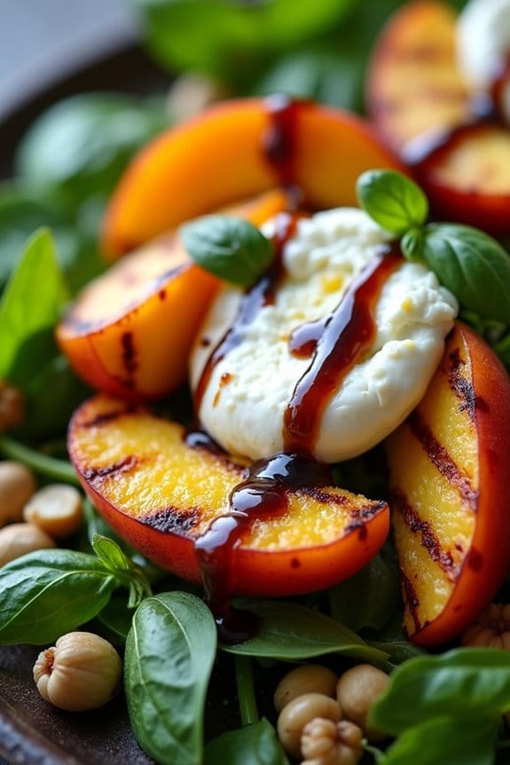 grilled peaches with burrata salad