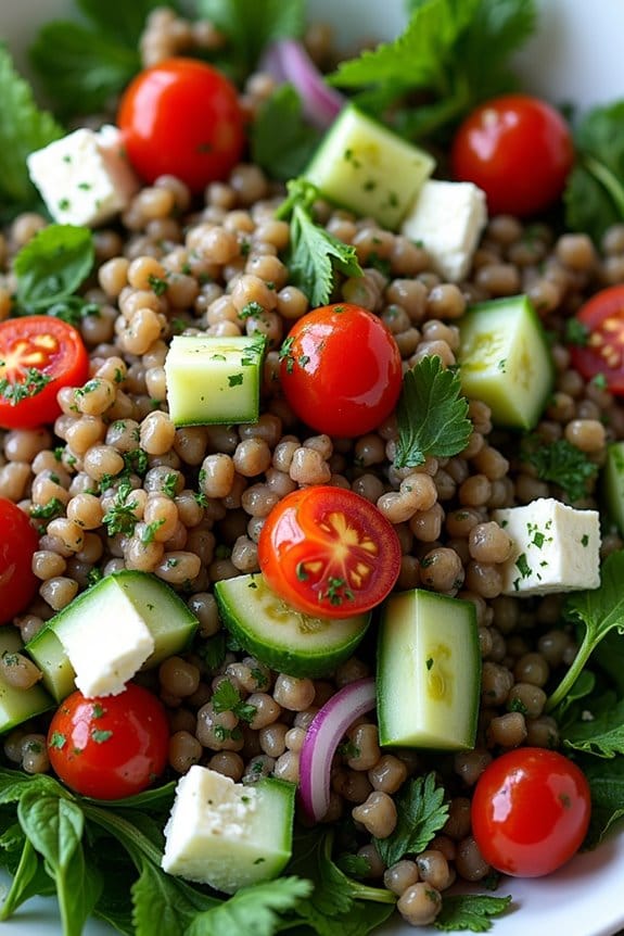 lentil feta herb salad