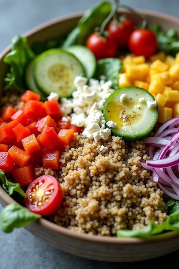 nutritious arugula quinoa bowl