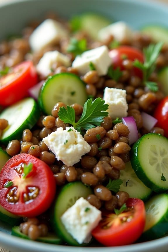 nutritious lentil feta salad