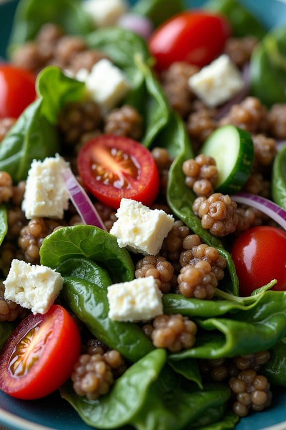 nutritious lentil spinach salad