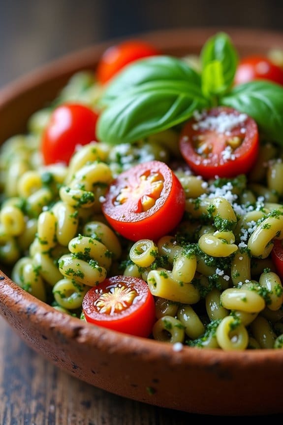 pesto orzo with tomatoes