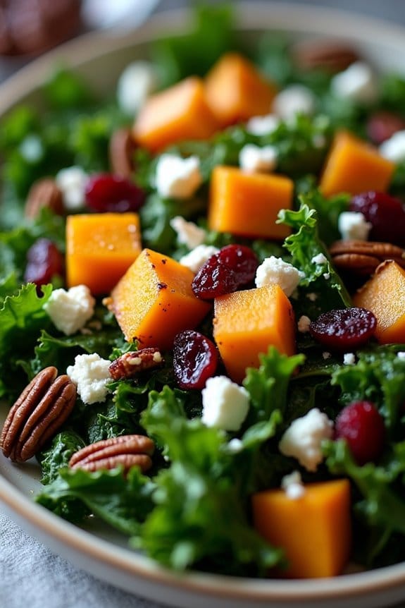 roasted squash kale salad