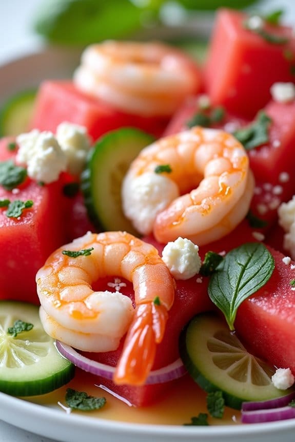 shrimp watermelon feta salad
