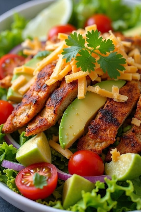 spicy avocado chicken taco salad