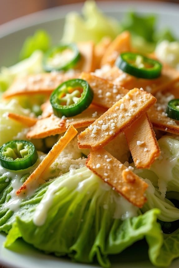 spicy caesar salad with crunch