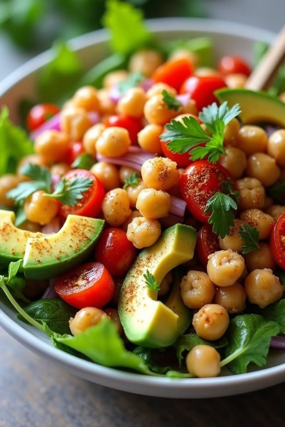 spicy chickpea avocado salad