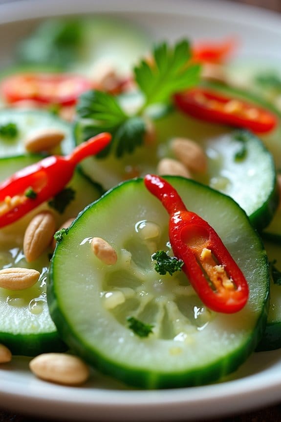 spicy tangy refreshing cucumber salad