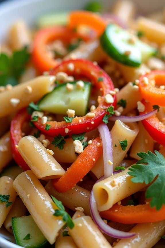 spicy thai peanut pasta salad