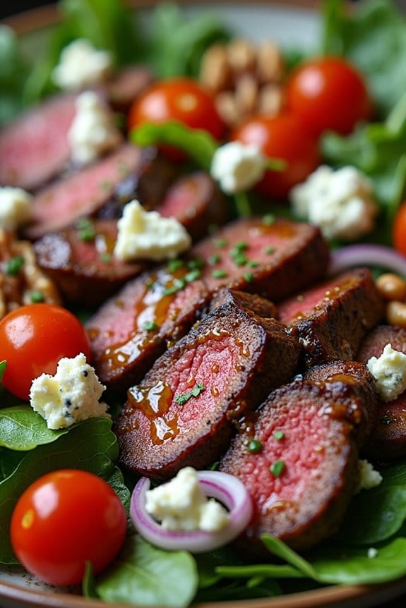 steak salad with blue cheese