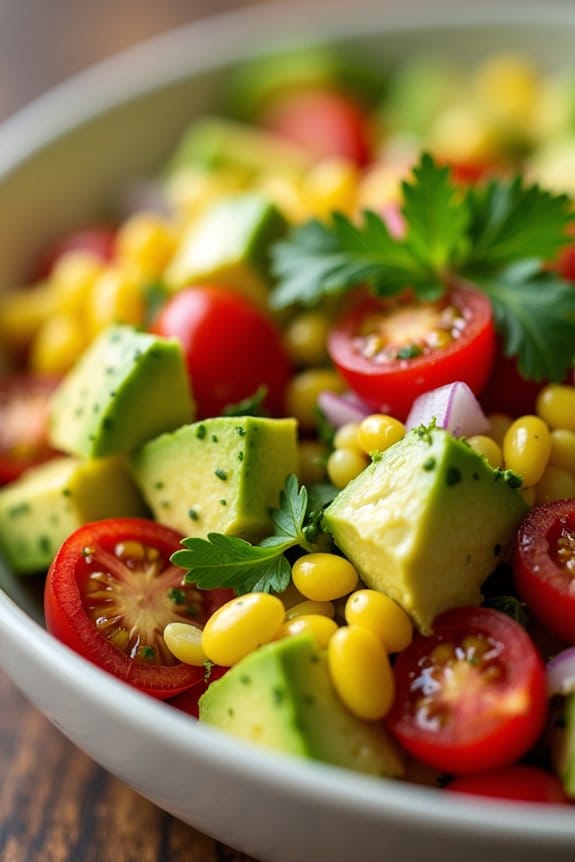 vibrant avocado corn salad