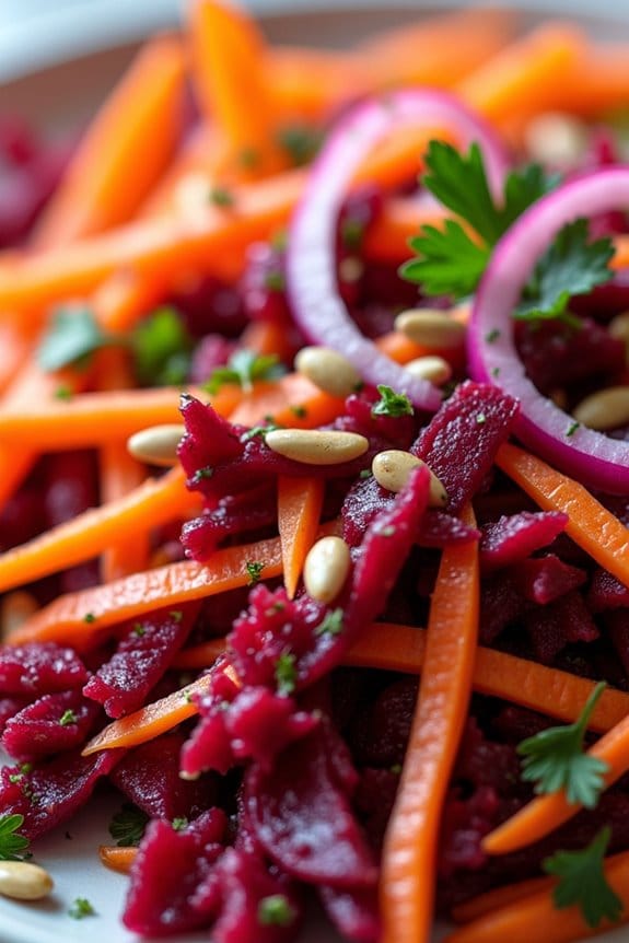 vibrant beet and carrot slaw