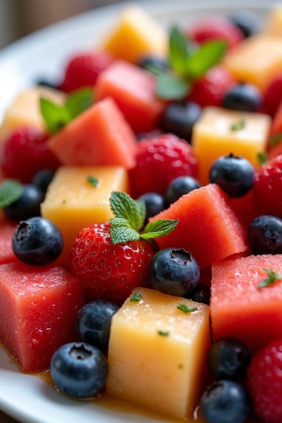 vibrant berry melon salad