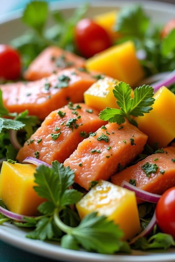 vibrant mango salmon salad