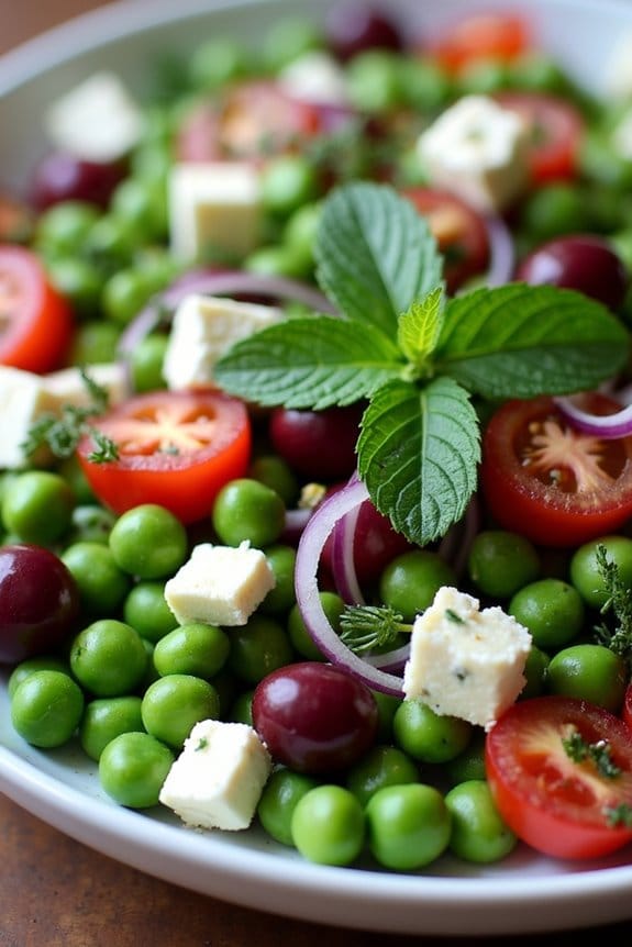 vibrant mediterranean pea salad