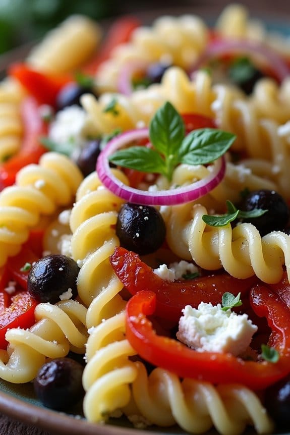 vibrant roasted pepper pasta salad