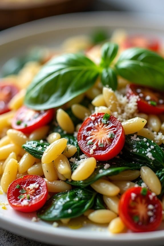 vibrant sun dried tomato orzo