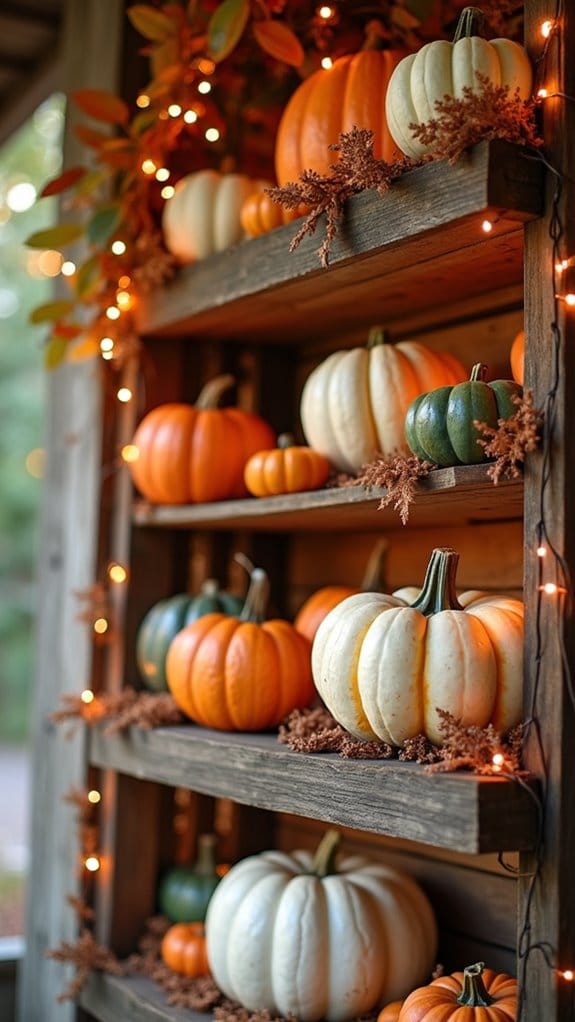 autumn pumpkin shelf decor