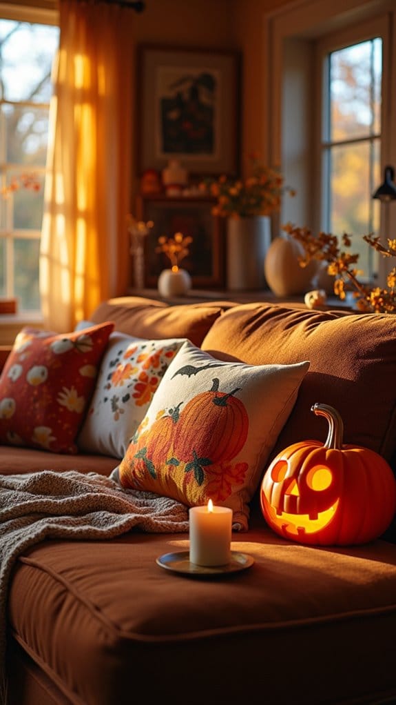 autumn themed cozy pillows