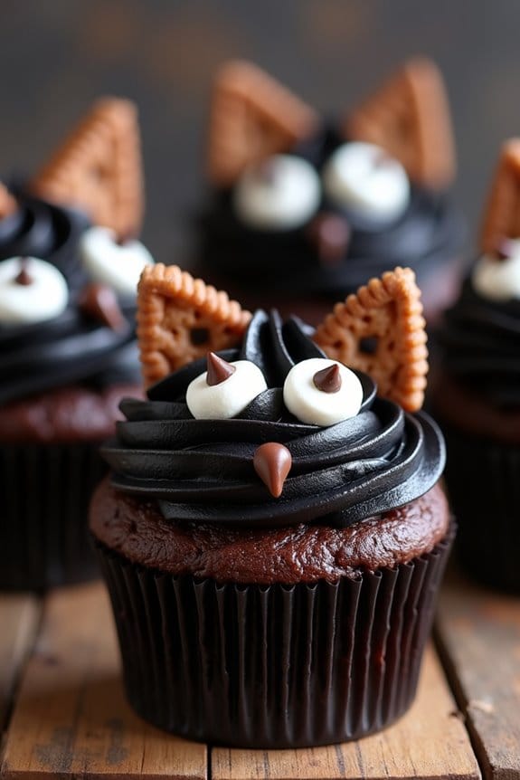 bewitching black cat cupcakes