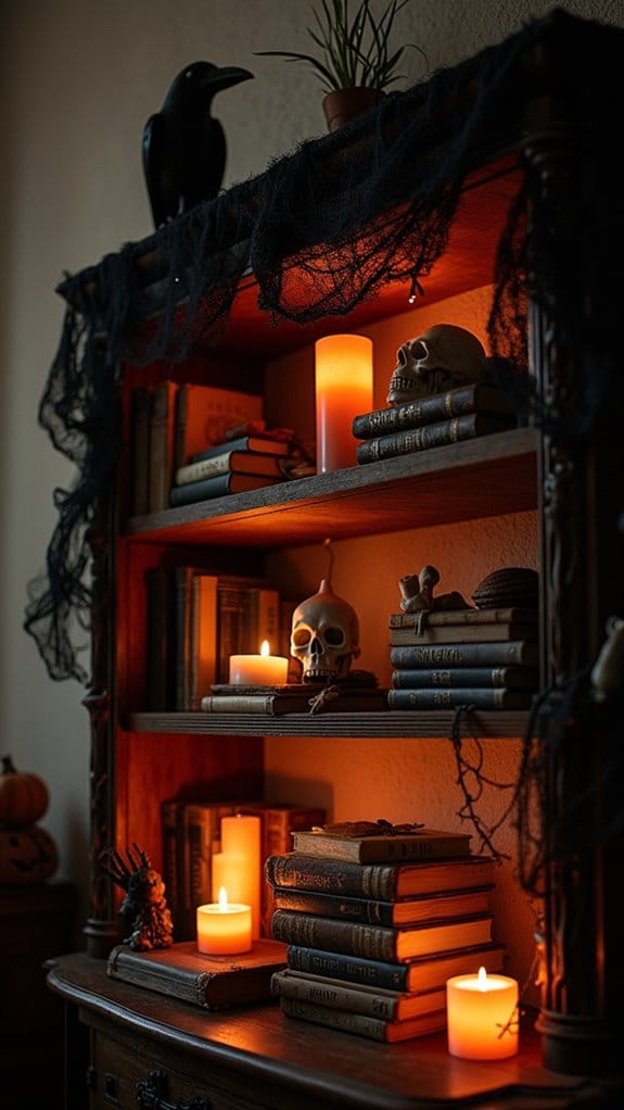 bewitching bookshelf halloween decor