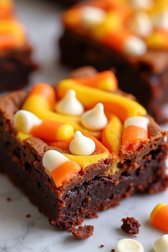 candy corn swirl brownies