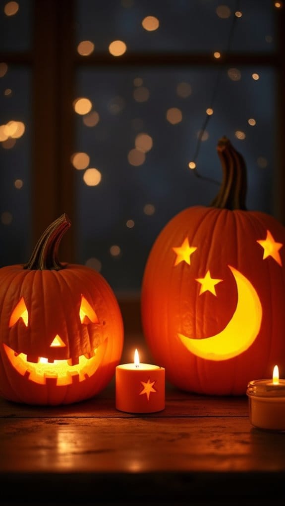 celestial star pumpkin carvings