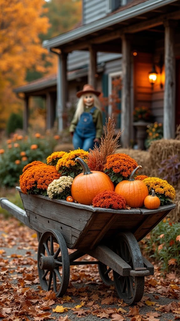 charming halloween wheelbarrow display