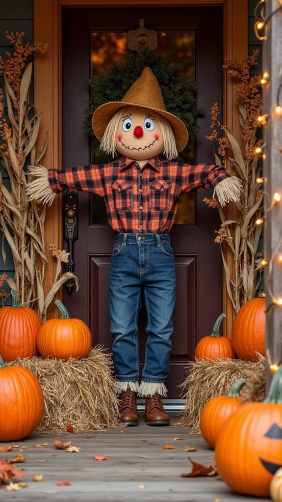charming scarecrow welcomes guests