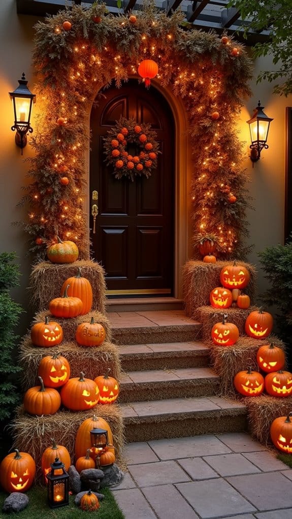 chic halloween hay bale decor