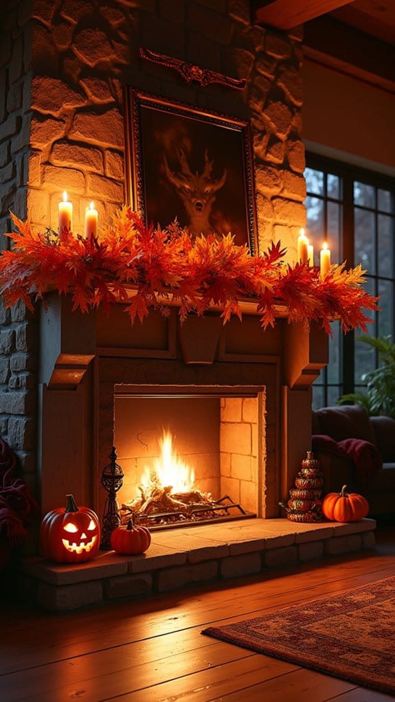 cozy autumn fireplace decor