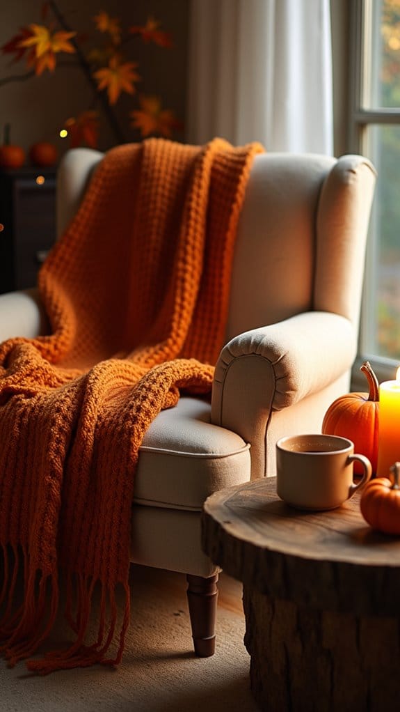 cozy autumn pumpkin throws