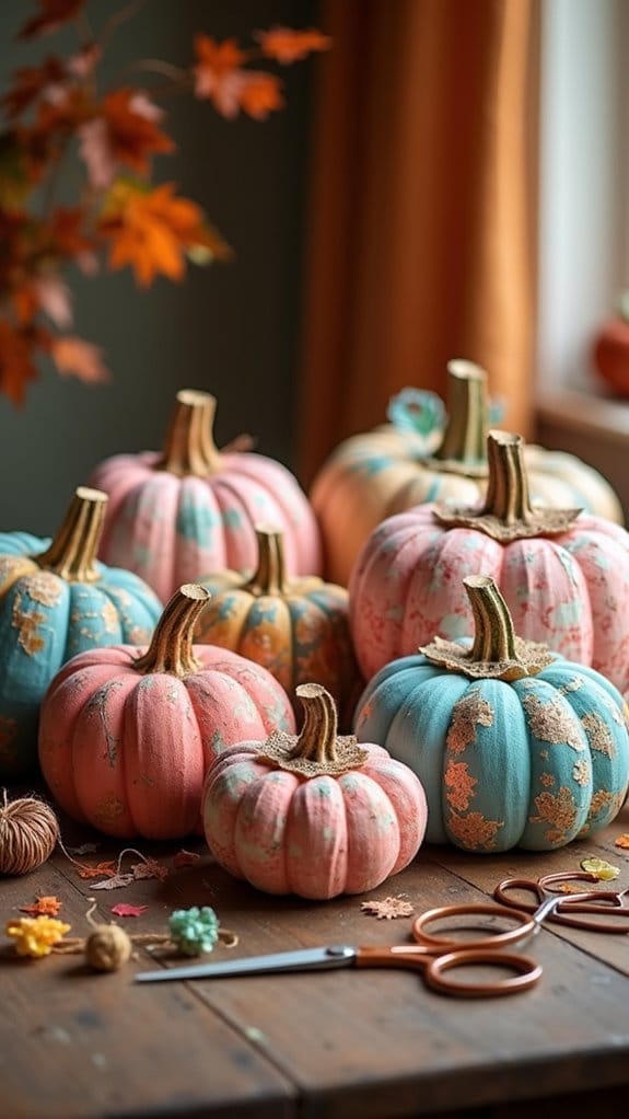 cozy fabric covered pumpkins decor