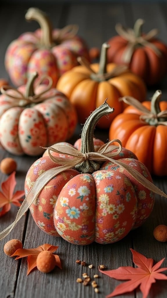 cozy fabric covered pumpkins decor