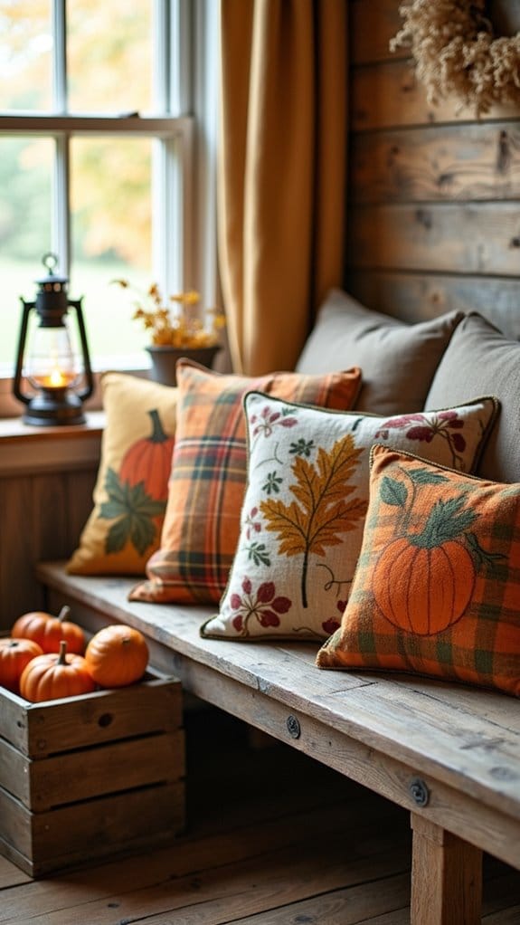 cozy fall themed decor pillows