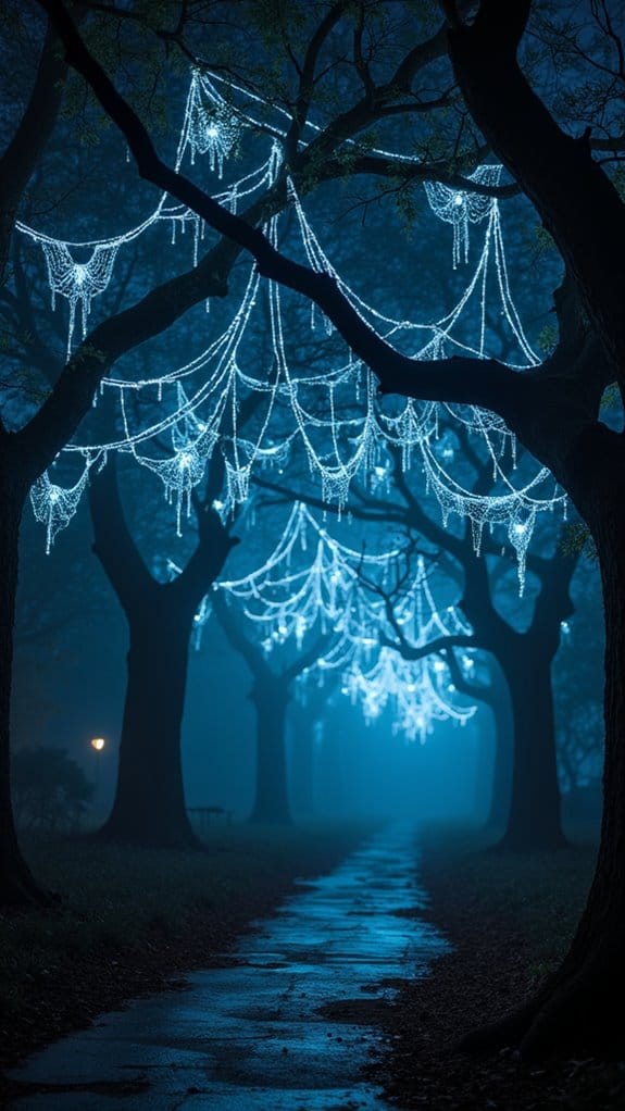 creepy cobweb lighting setup