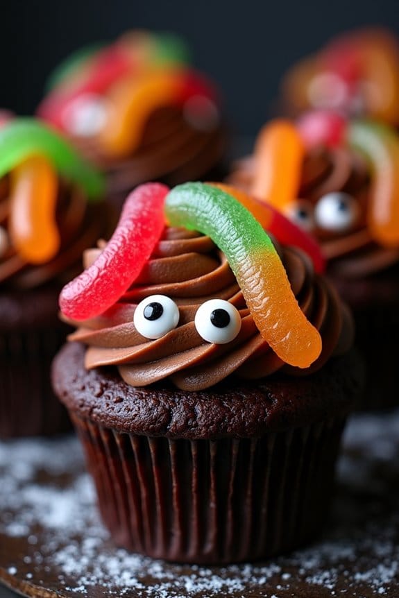 creepy crawly halloween cupcakes