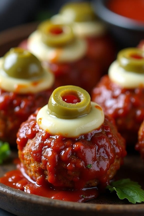 creepy halloween eyeball meatballs